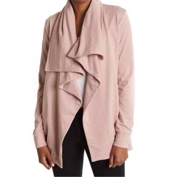 All Saints Delia Sweatshirt Open Front Cascading Waterfall Cardigan Dusty Rose - Picture 1 of 15